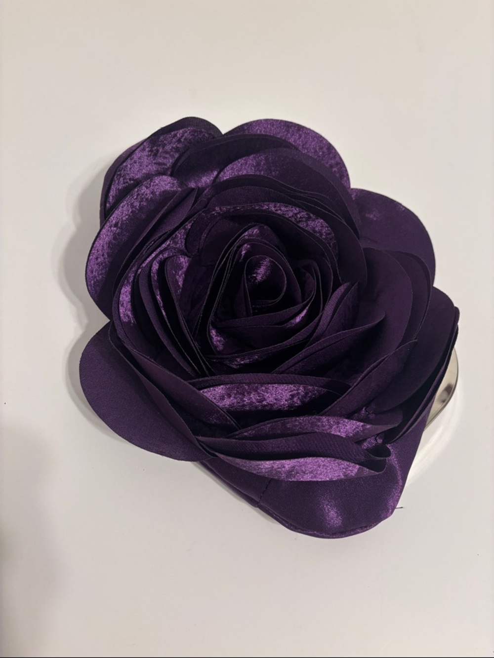 Purple Satin Rose Clutch - Converts to Purse